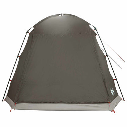 vidaXL Cabin Tent with Roof Brown grey 8-Person Polyester and Steel
