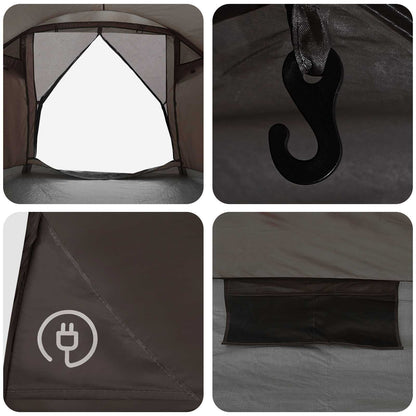 vidaXL Cabin Tent with Roof Brown grey 4-Person Polyester and Steel