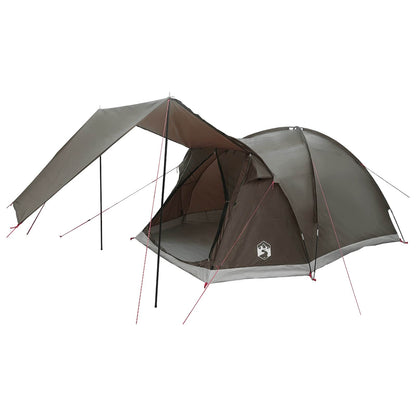 vidaXL Cabin Tent with Roof Brown grey 4-Person Polyester and Steel