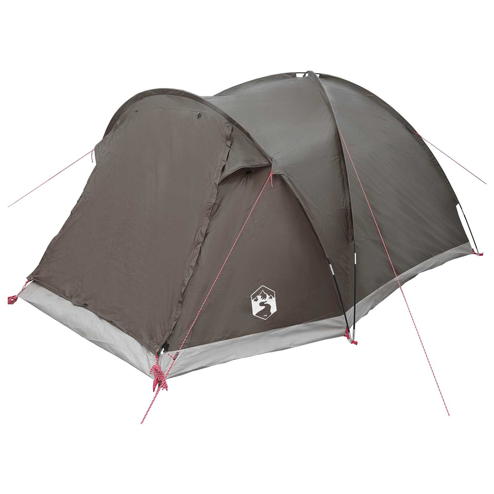 vidaXL Cabin Tent with Roof Brown grey 4-Person Polyester and Steel