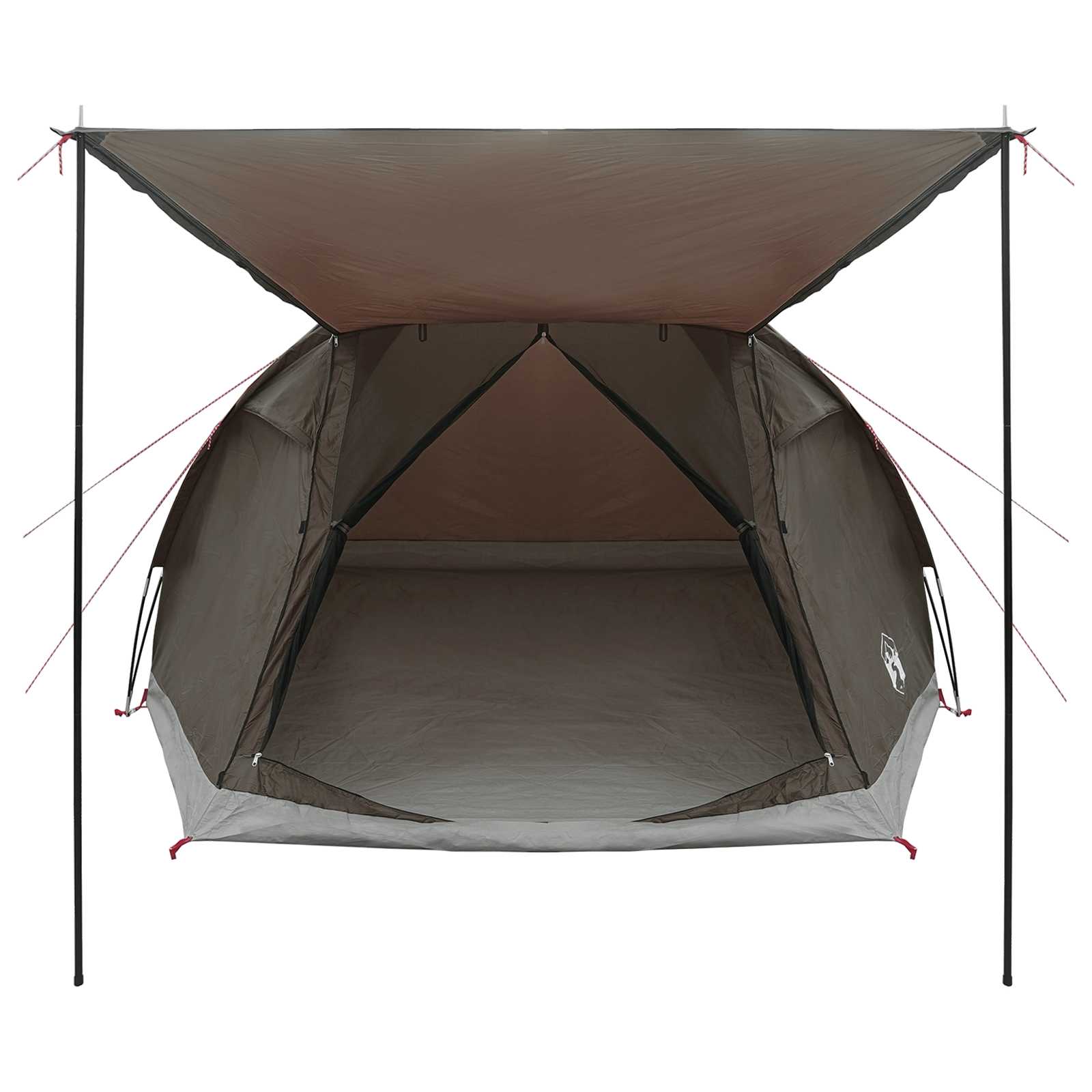 vidaXL Cabin Tent with Roof Brown grey 4-Person Polyester and Steel