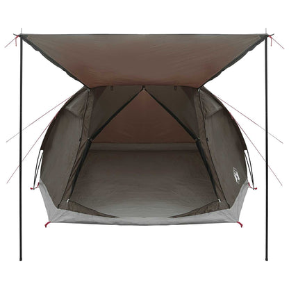 vidaXL Cabin Tent with Roof Brown grey 4-Person Polyester and Steel