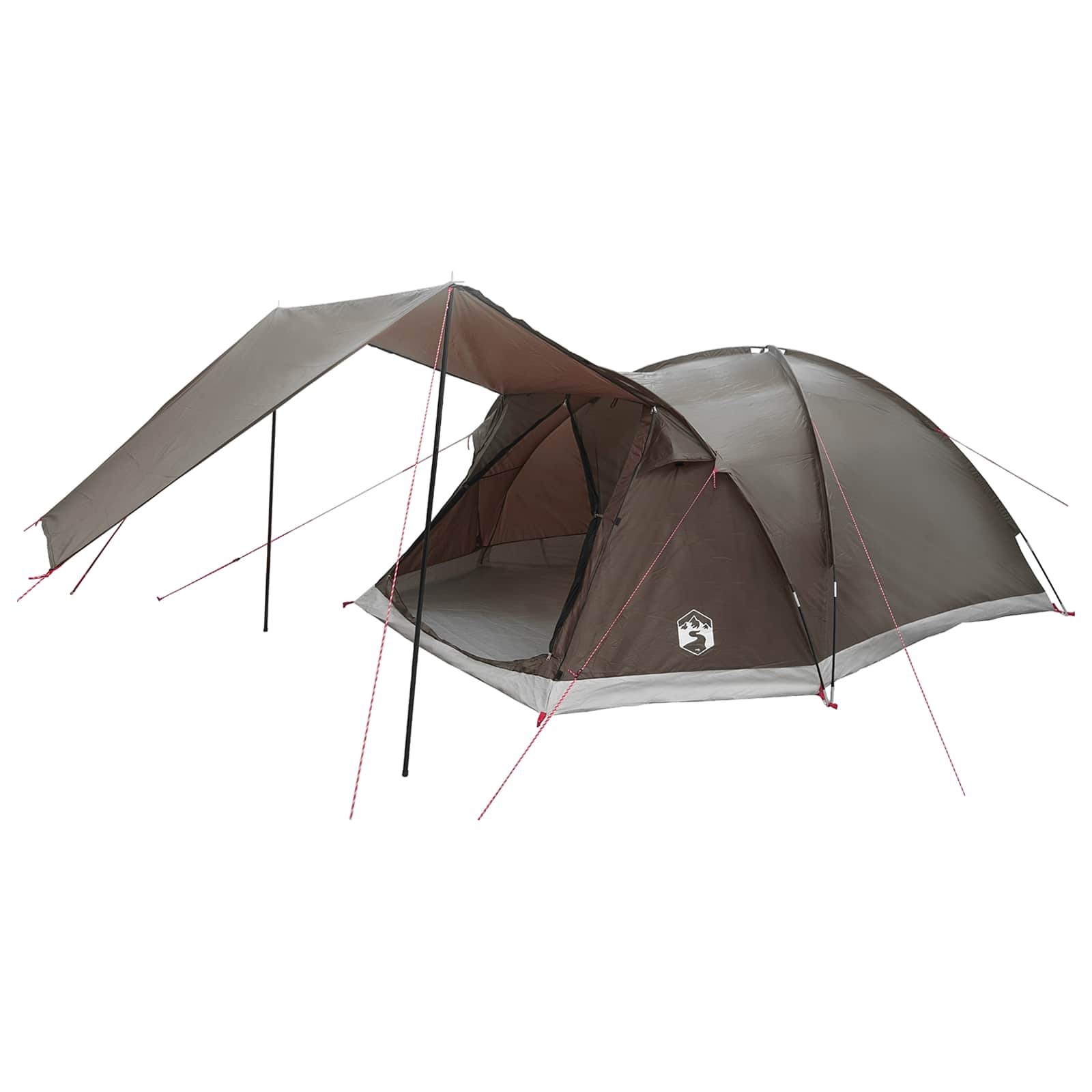 vidaXL Cabin Tent with Roof Brown grey 6-Person Polyester and Steel