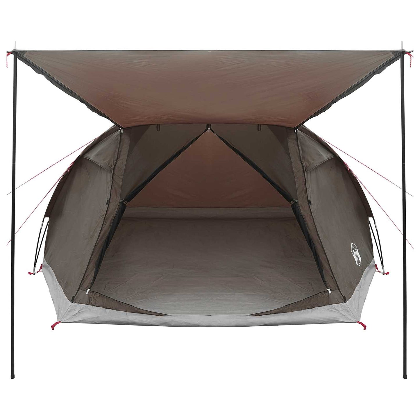 vidaXL Cabin Tent with Roof Brown grey 6-Person Polyester and Steel