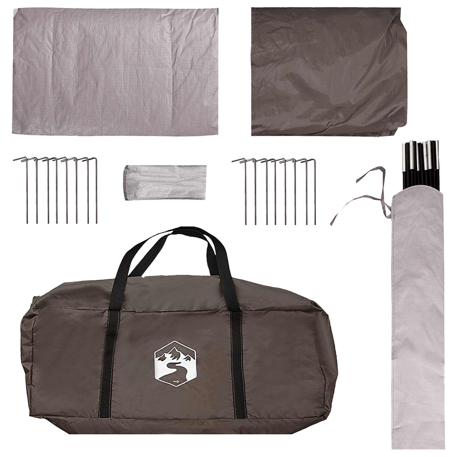 vidaXL Cabin Tent with Roof Brown grey 8-Person Polyester and Steel - 41670