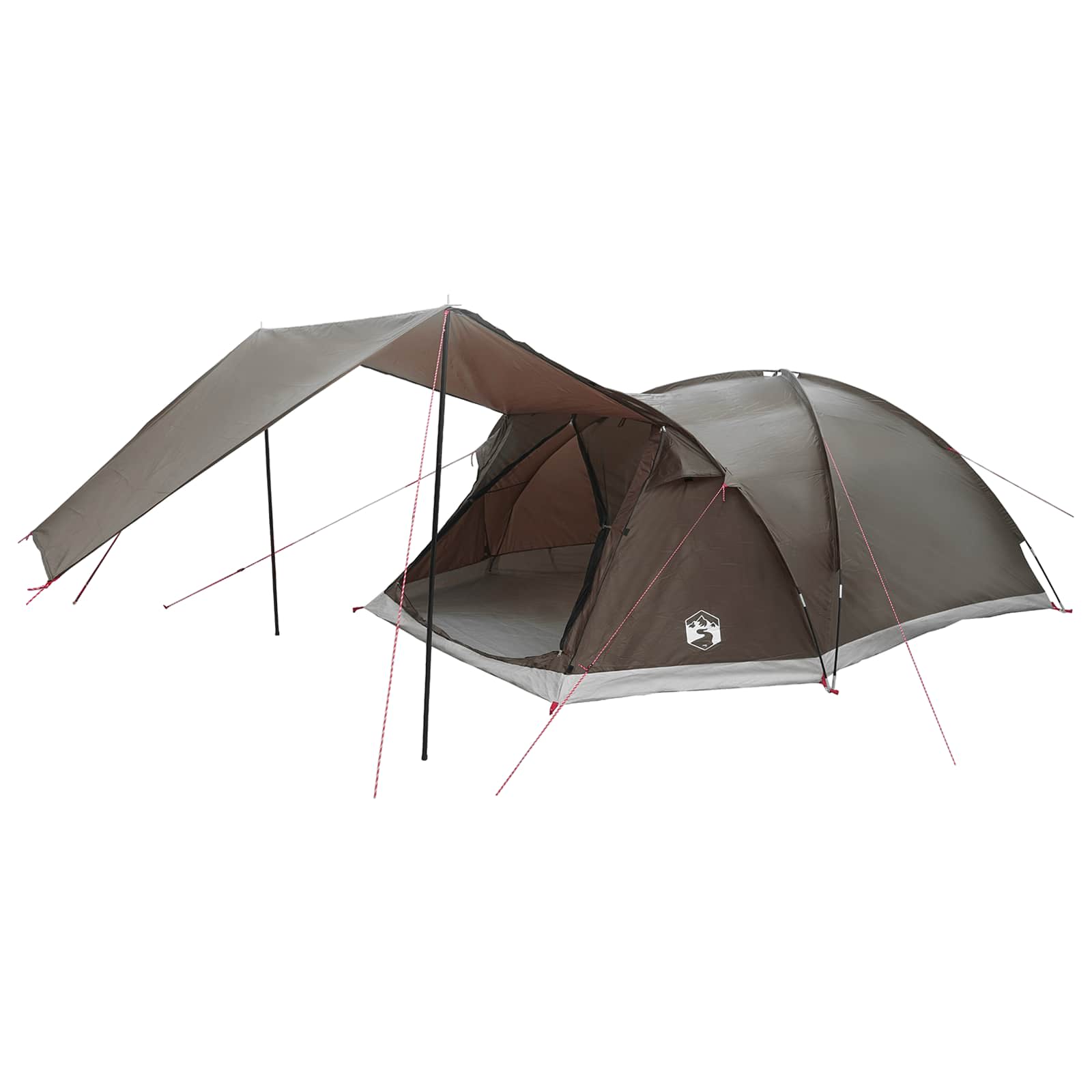 vidaXL Cabin Tent with Roof Brown grey 8-Person Polyester and Steel - 41670