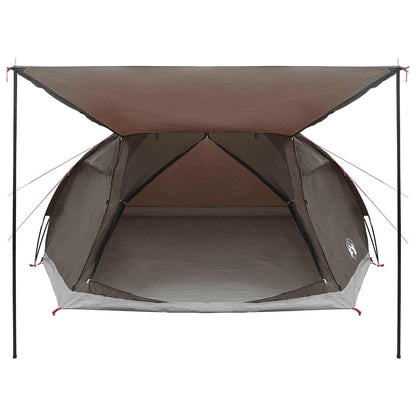 vidaXL Cabin Tent with Roof Brown grey 8-Person Polyester and Steel - 41670