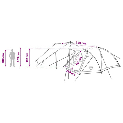 vidaXL Cabin Tent with Roof Brown grey 8-Person Polyester and Steel - 41670