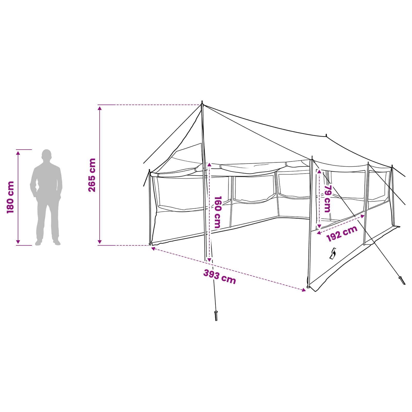 vidaXL Family Tent Brown grey 450 x 400 x 265 cm Polyester and Steel