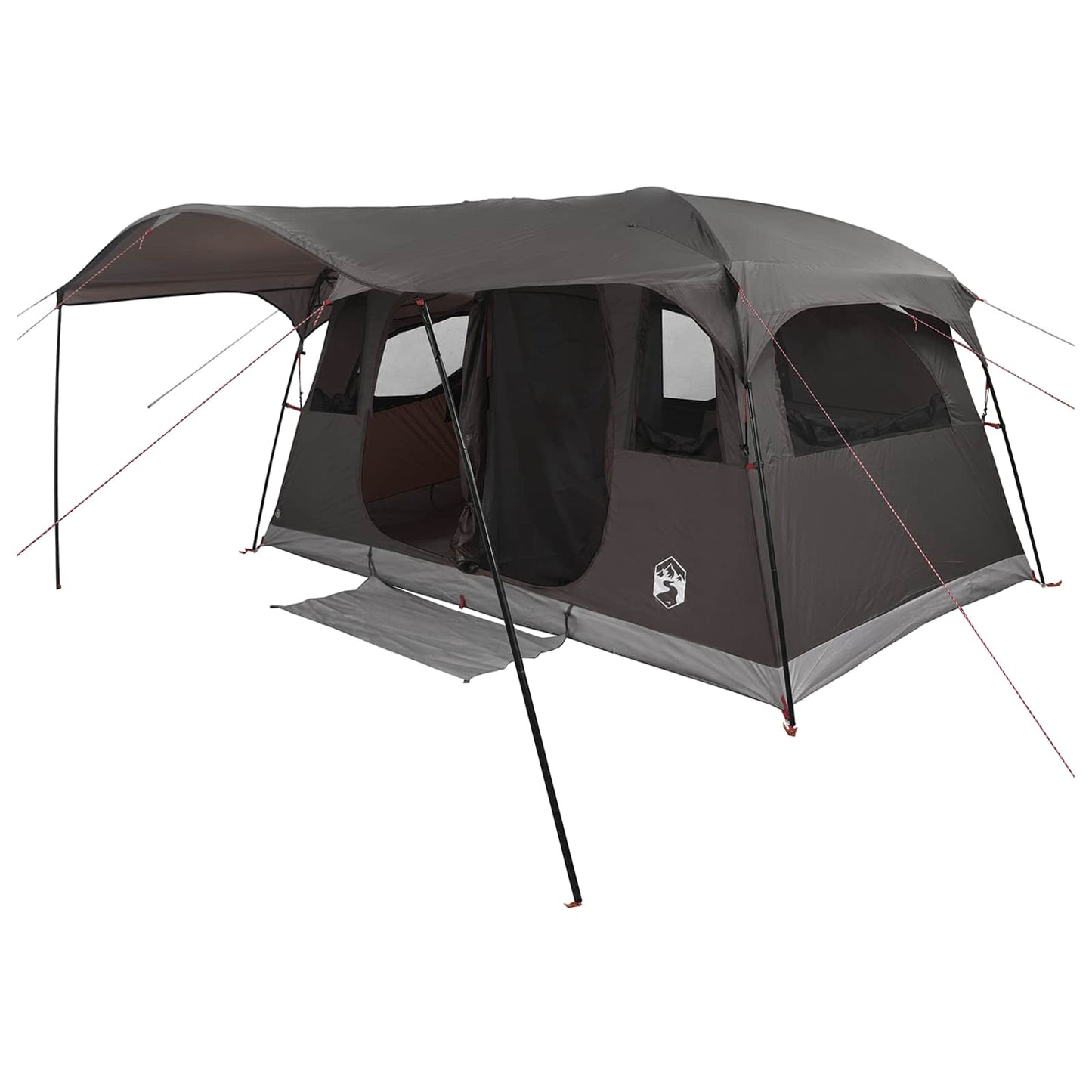 vidaXL Tunnel Tent 10-Person Brown Grey Polyester and Steel - 366 x 244 x 198 cm