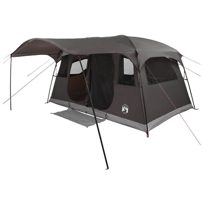 vidaXL Tunnel Tent 10-Person Brown Grey Polyester and Steel - 366 x 244 x 198 cm