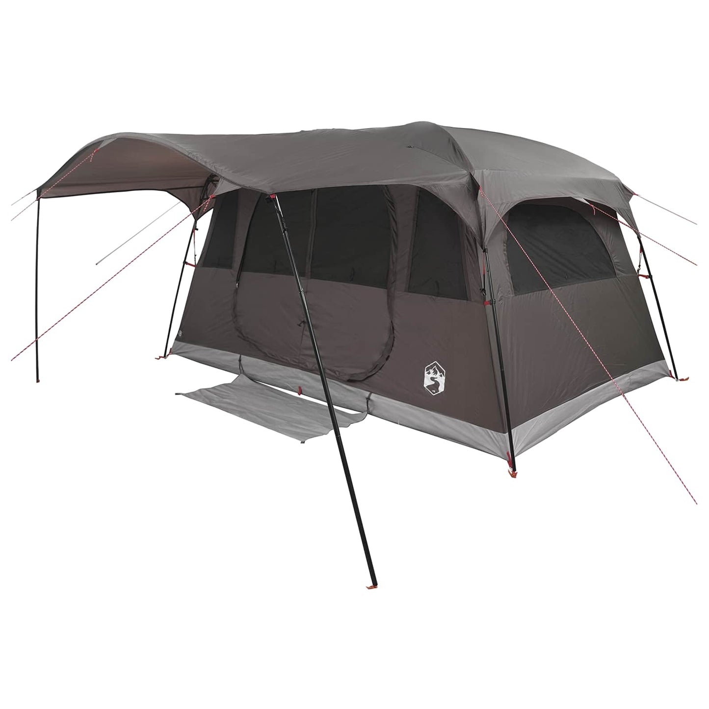 vidaXL Tunnel Tent 10-Person Brown Grey Polyester and Steel - 366 x 244 x 198 cm