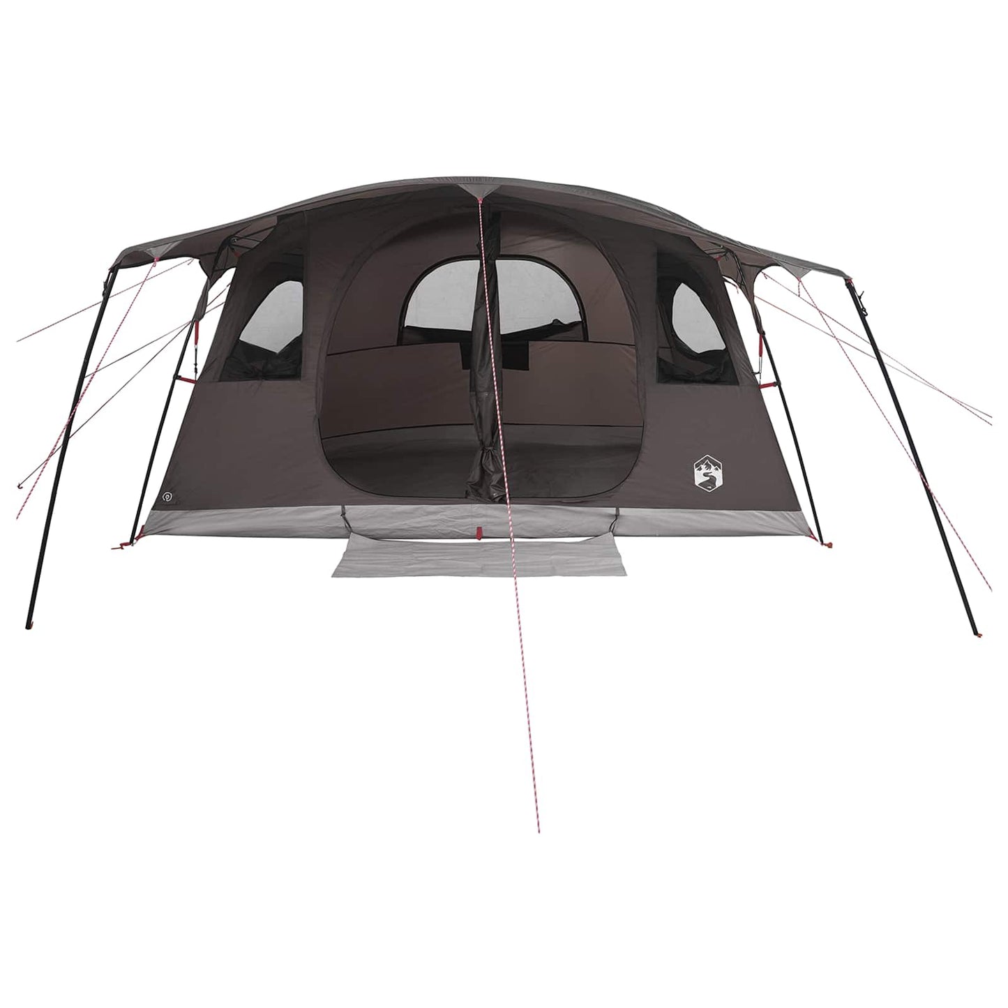 vidaXL Tunnel Tent 10-Person Brown Grey Polyester and Steel - 366 x 244 x 198 cm