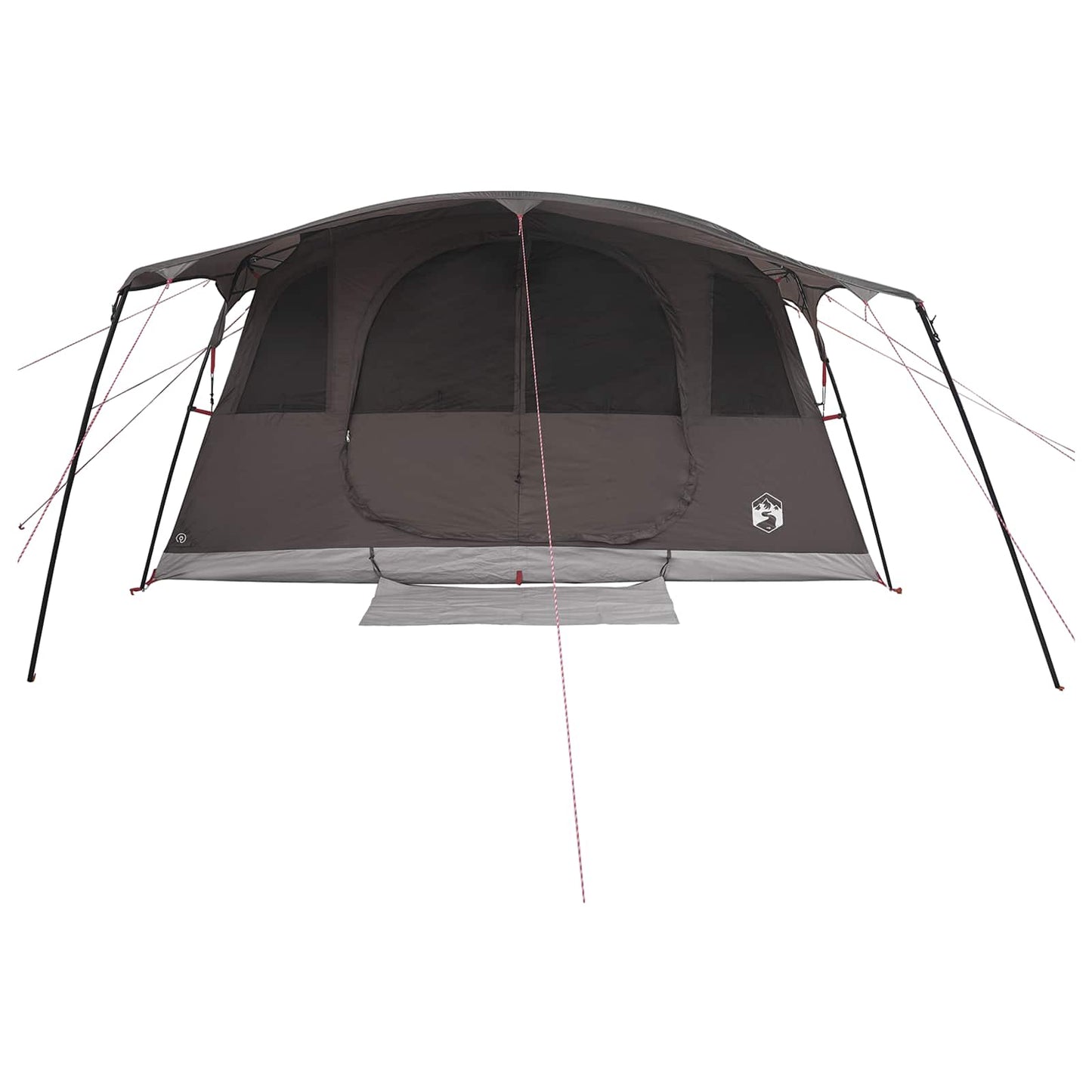 vidaXL Tunnel Tent 10-Person Brown Grey Polyester and Steel - 366 x 244 x 198 cm