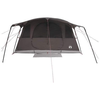 vidaXL Tunnel Tent 10-Person Brown Grey Polyester and Steel - 366 x 244 x 198 cm