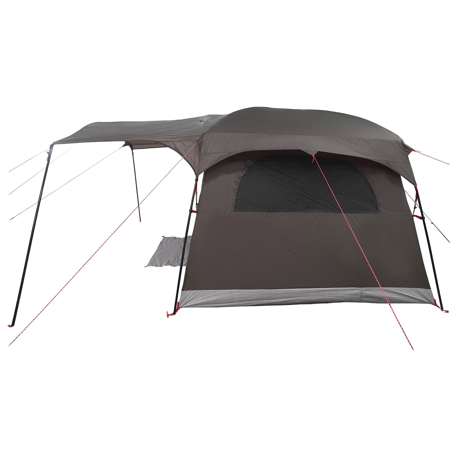 vidaXL Tunnel Tent 10-Person Brown Grey Polyester and Steel - 366 x 244 x 198 cm