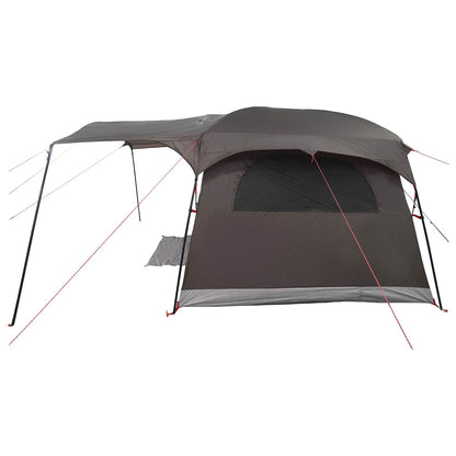 vidaXL Tunnel Tent 10-Person Brown Grey Polyester and Steel - 366 x 244 x 198 cm