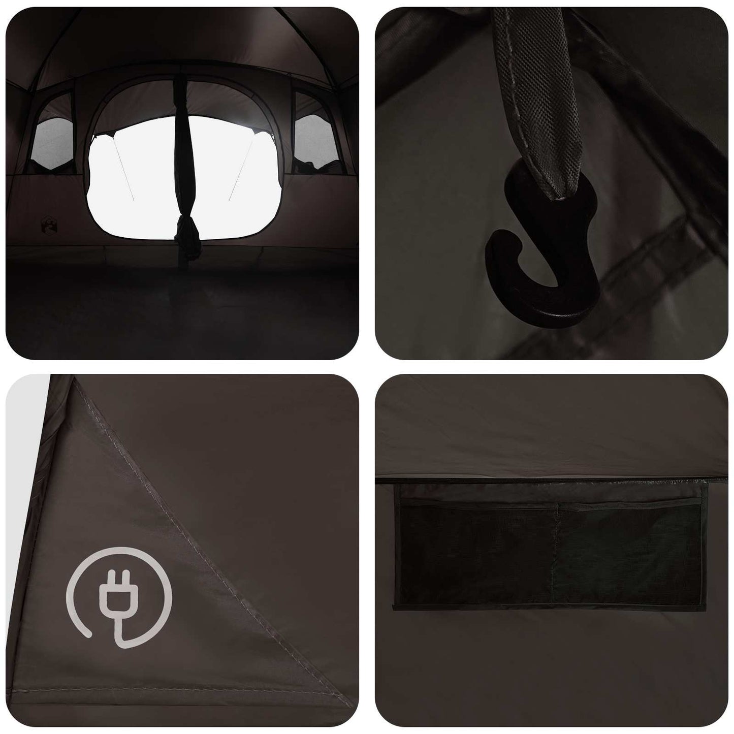 vidaXL Tunnel Tent Brown Grey 427 x 305 x 205 cm Polyester and Steel