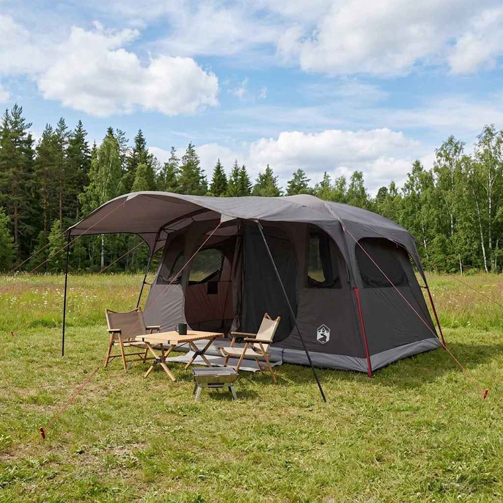 vidaXL Tunnel Tent Brown Grey 427 x 305 x 205 cm Polyester and Steel