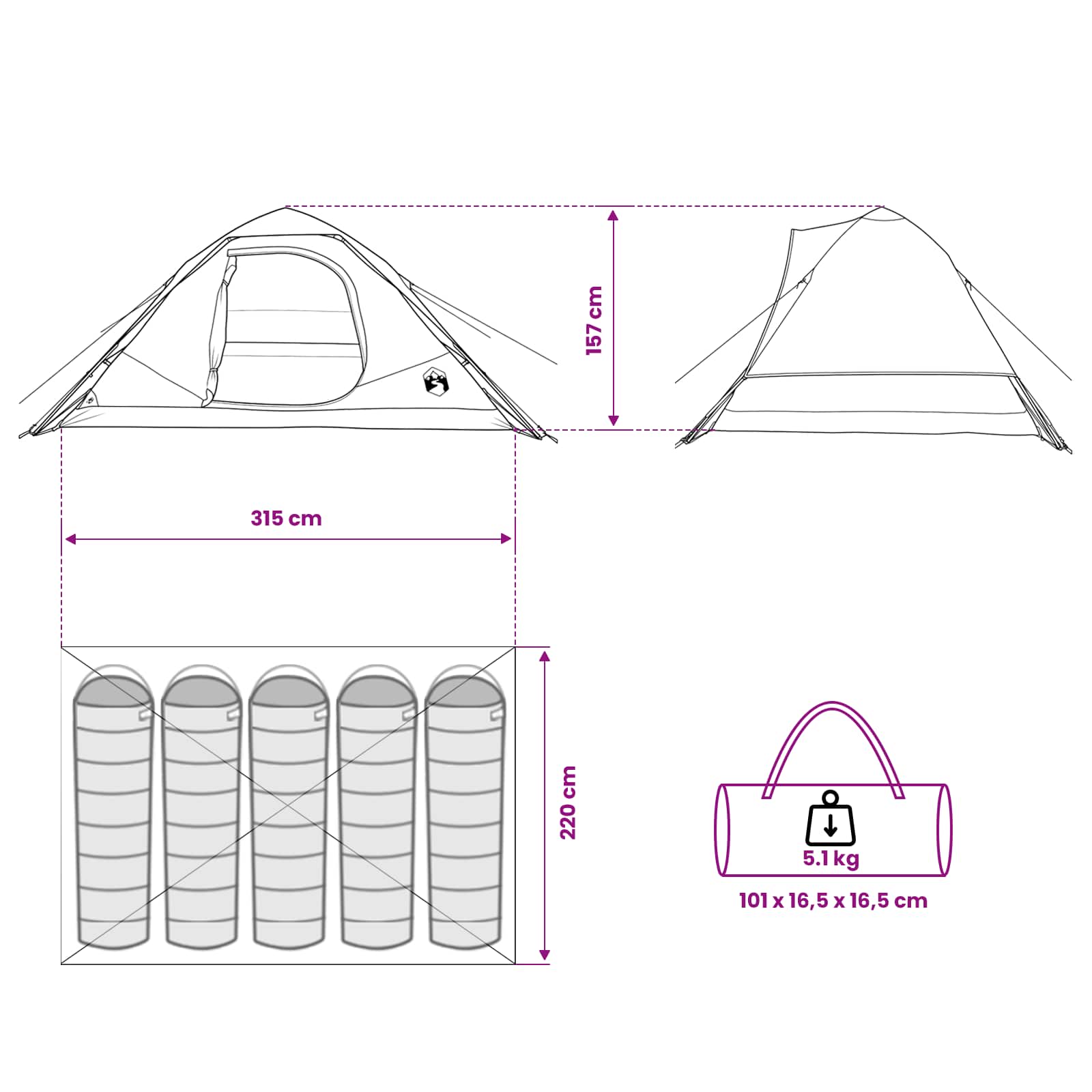 vidaXL Instant Tent Olive Green 305 x 215 x 140 cm Polyester and Steel