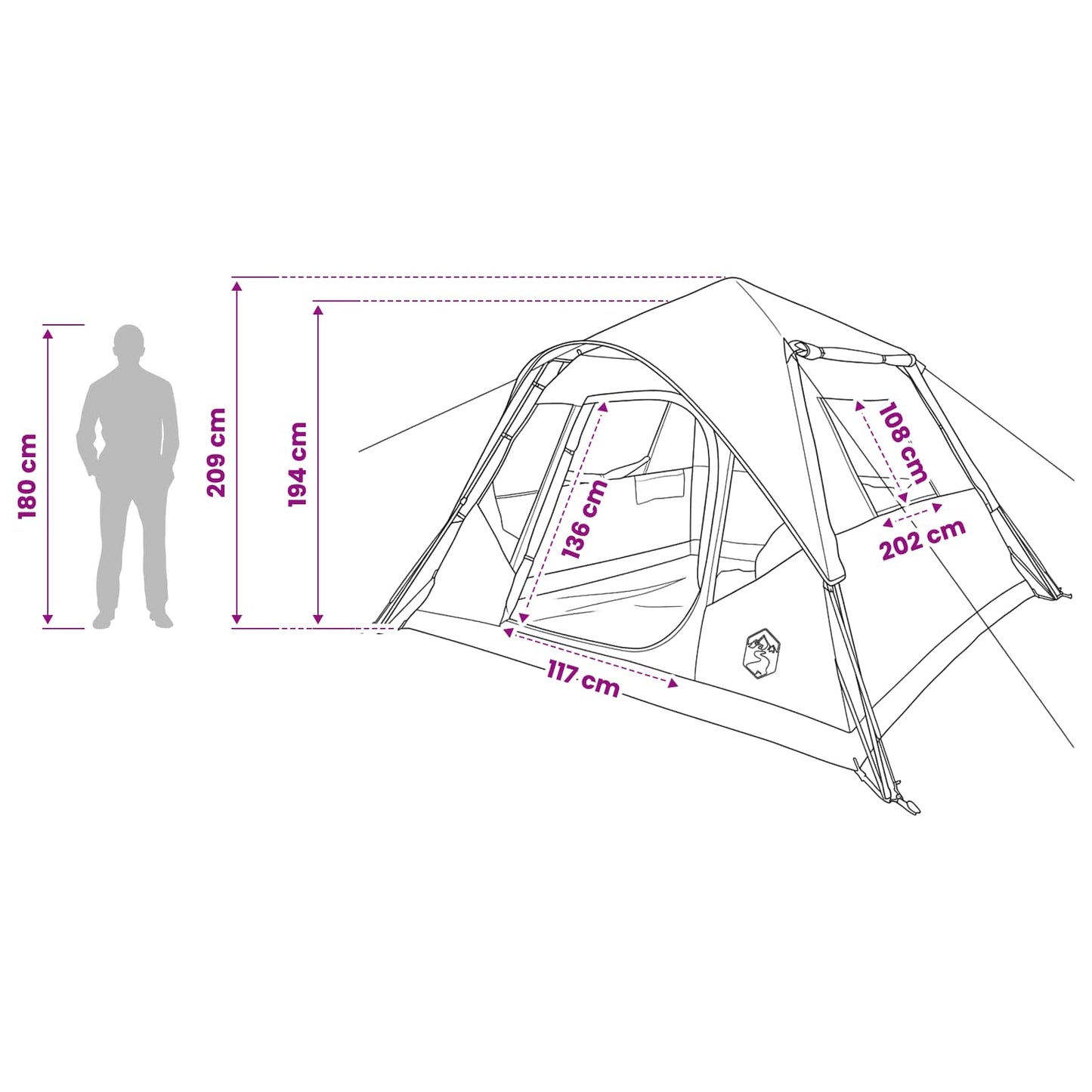 vidaXL Instant Tent Olive Green 305 x 275 x 190 cm Polyester and Steel