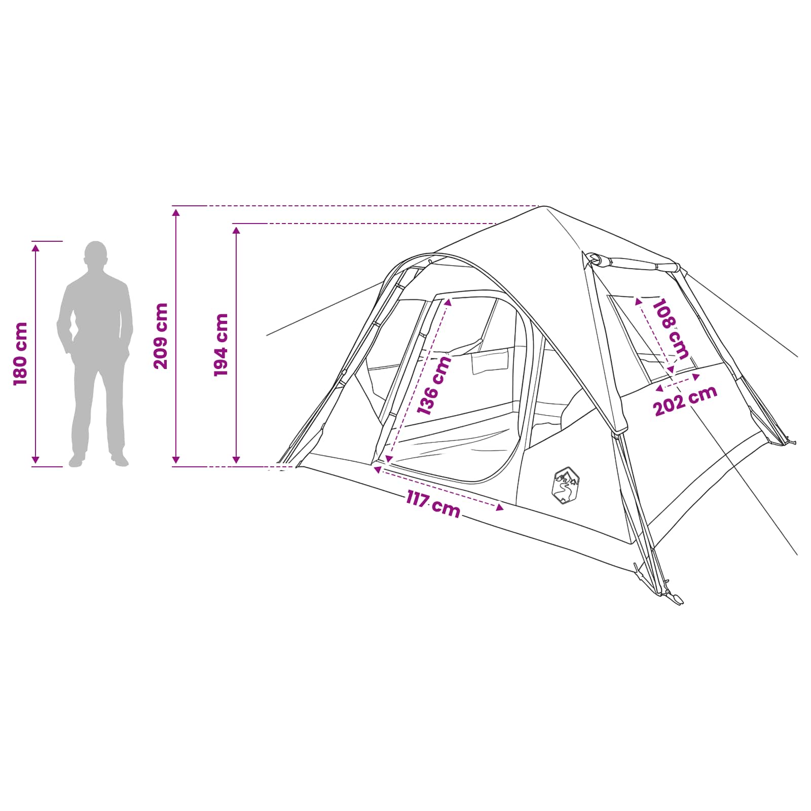 vidaXL Instant Tent Olive Green 305 x 275 x 190 cm Polyester and Steel