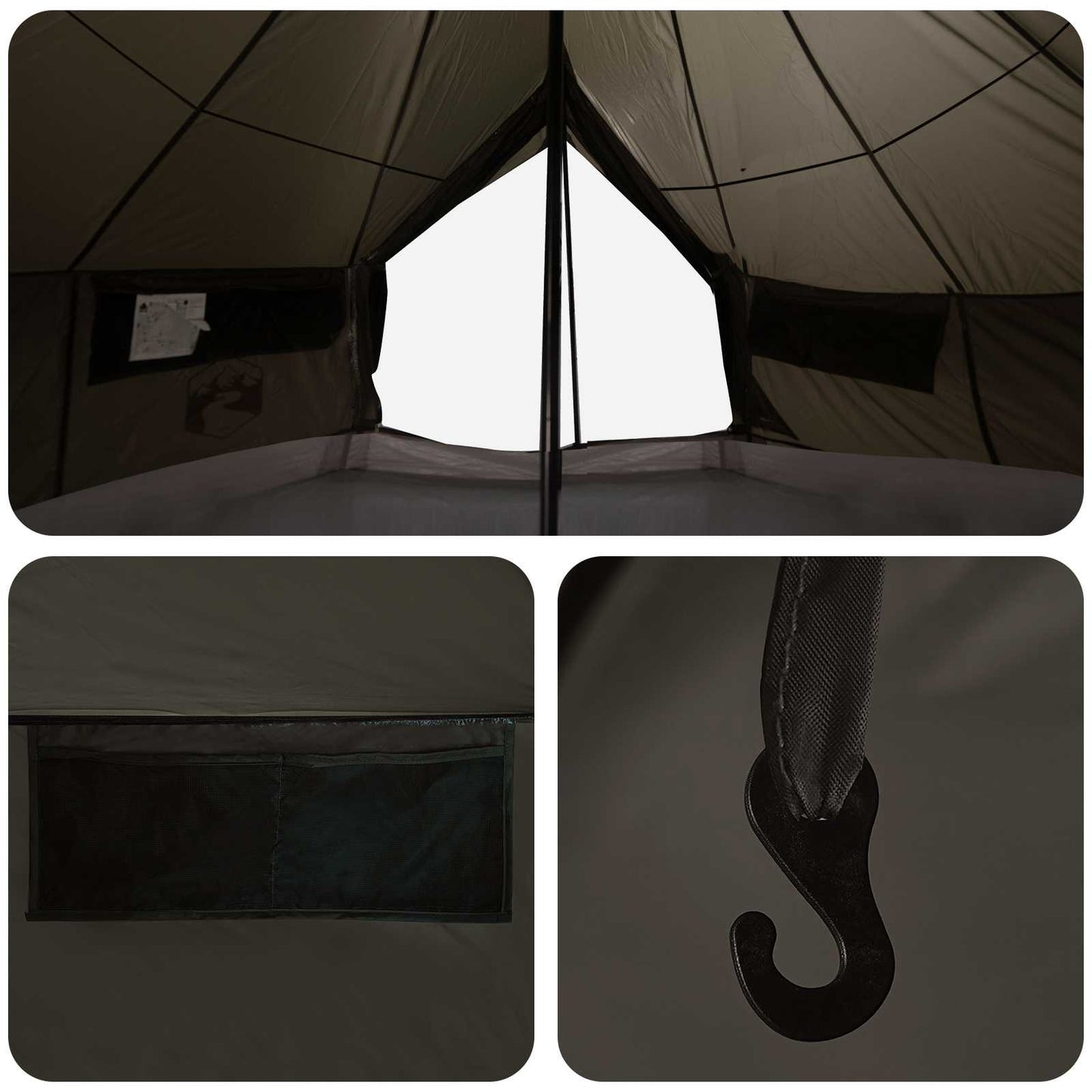 vidaXL Tipi Tent 18-Person Brown Grey Polyester and Steel - 700 x 700 x 395 cm