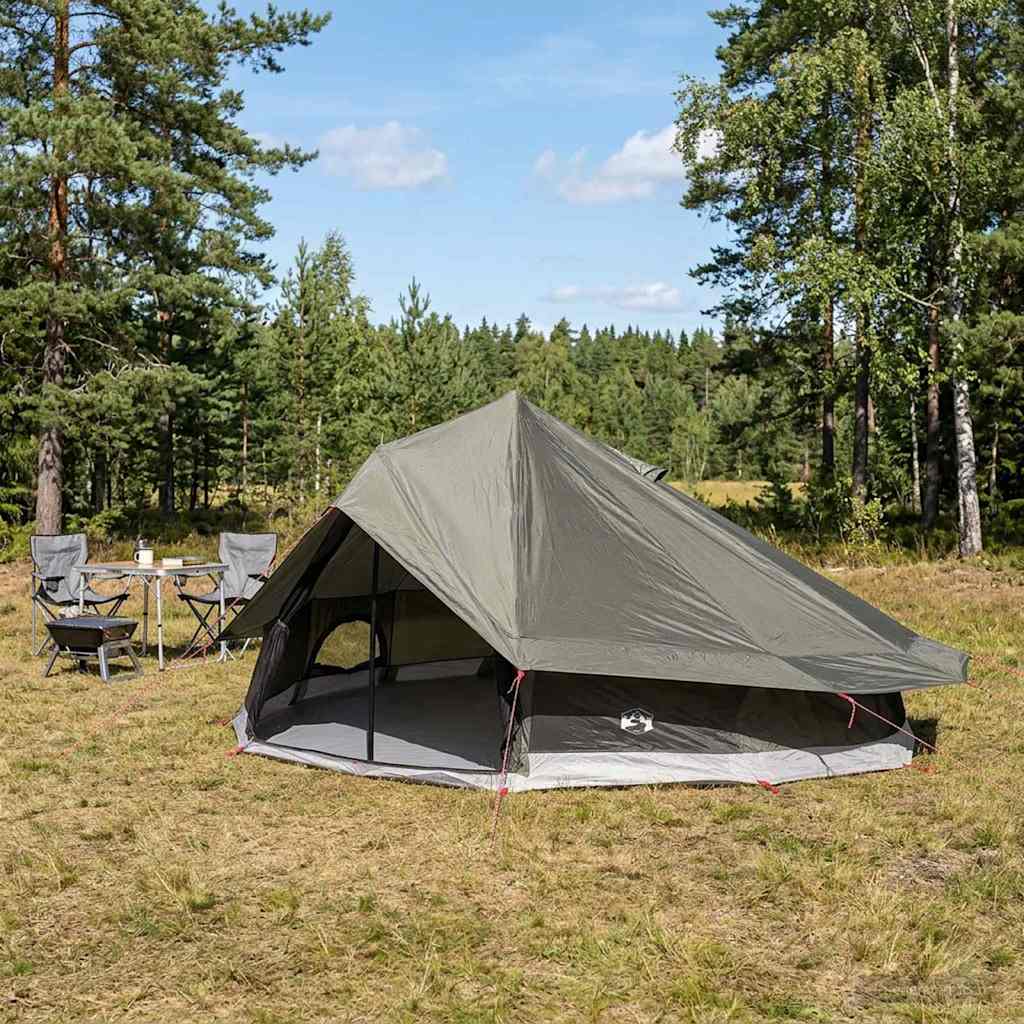 vidaXL Tipi Tent 20-Person Brown Grey Polyester and Steel - 800 x 800 x 430 cm