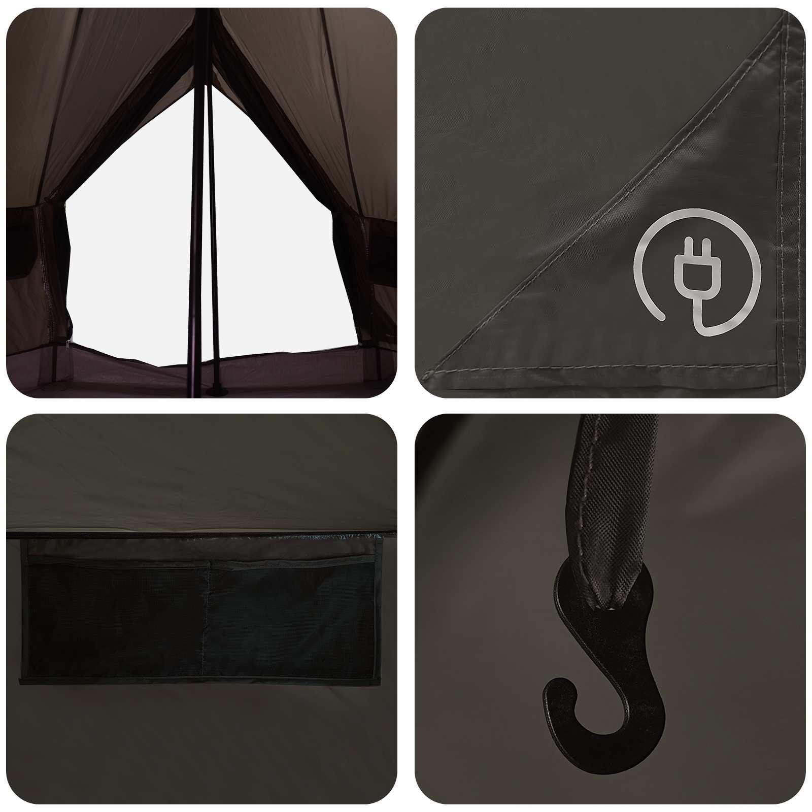vidaXL Tipi Tent 4-Person Brown Grey Polyester and Steel - 250 x 250 cm
