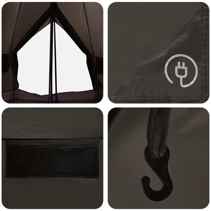 vidaXL Tipi Tent 4-Person Brown Grey Polyester and Steel - 250 x 250 cm