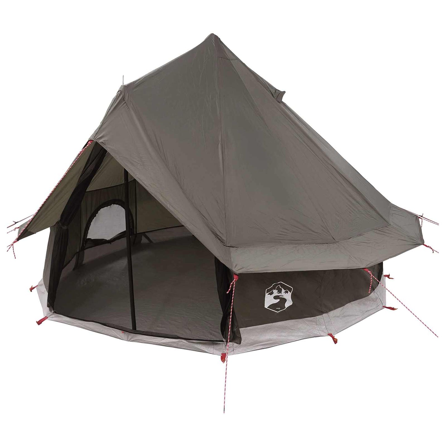 vidaXL Tipi Tent 4-Person Brown Grey Polyester and Steel - 250 x 250 cm