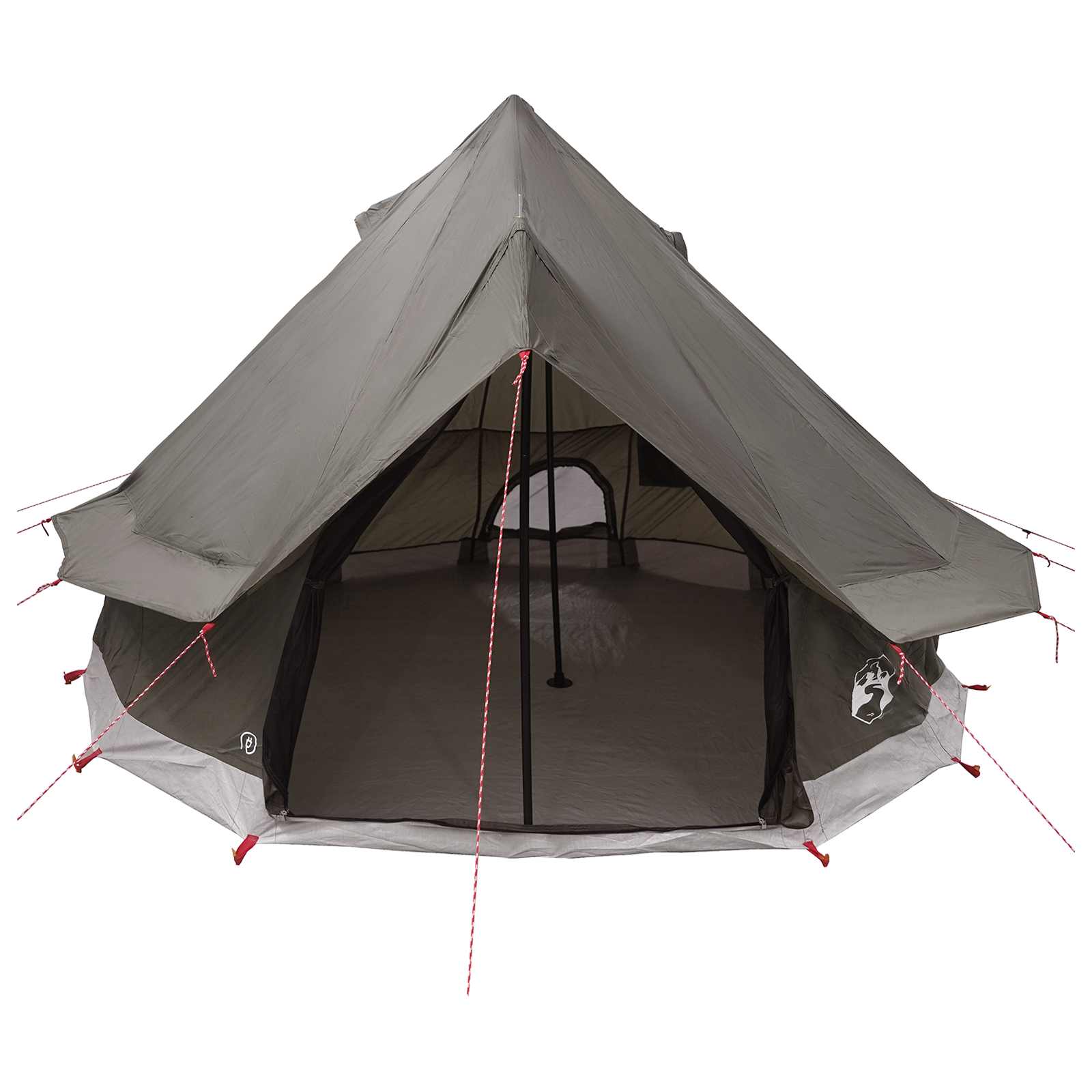 vidaXL Tipi Tent 4-Person Brown Grey Polyester and Steel - 250 x 250 cm