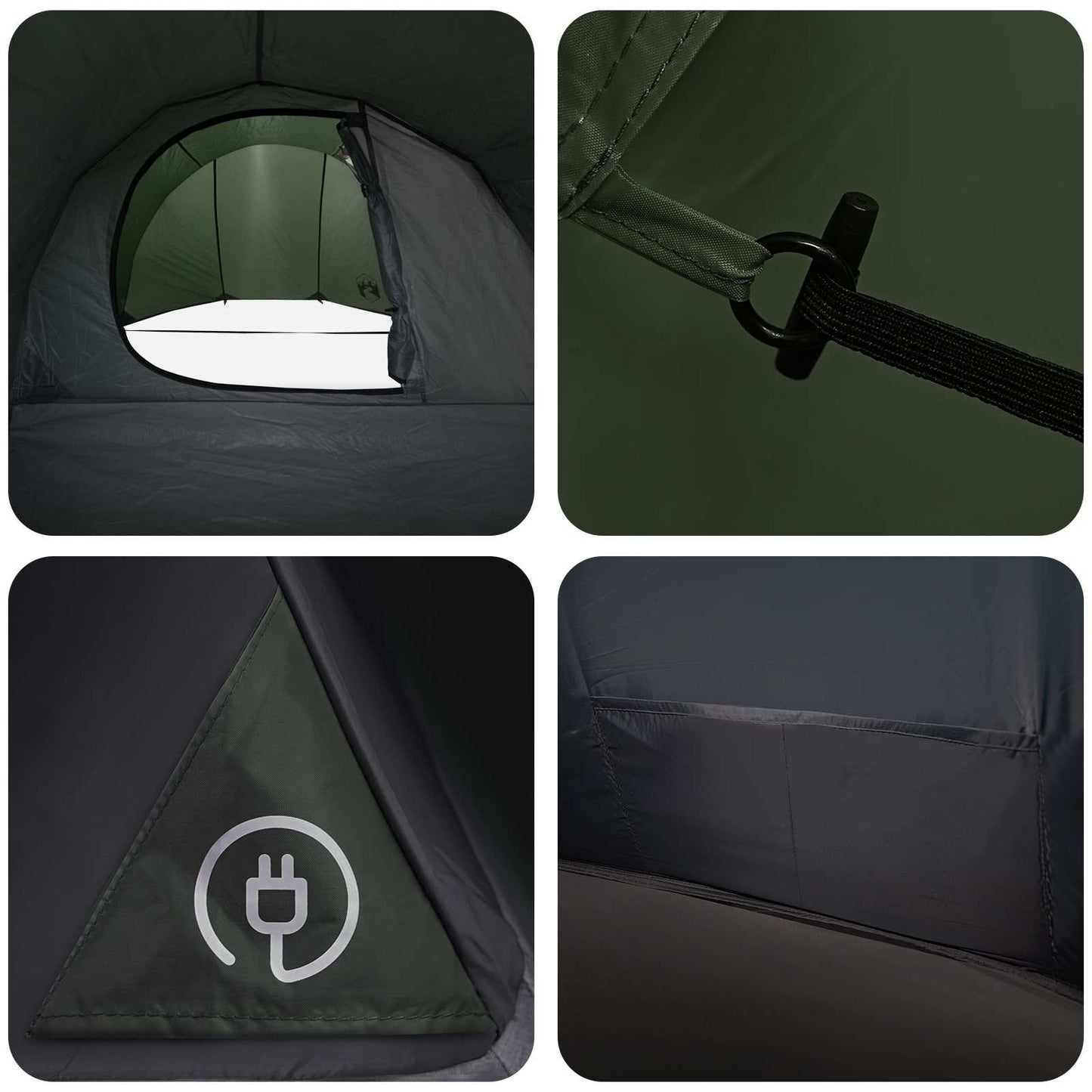 vidaXL Tunnel Tent 410 x 175 x 105 cm Olive Green Polyester and Steel