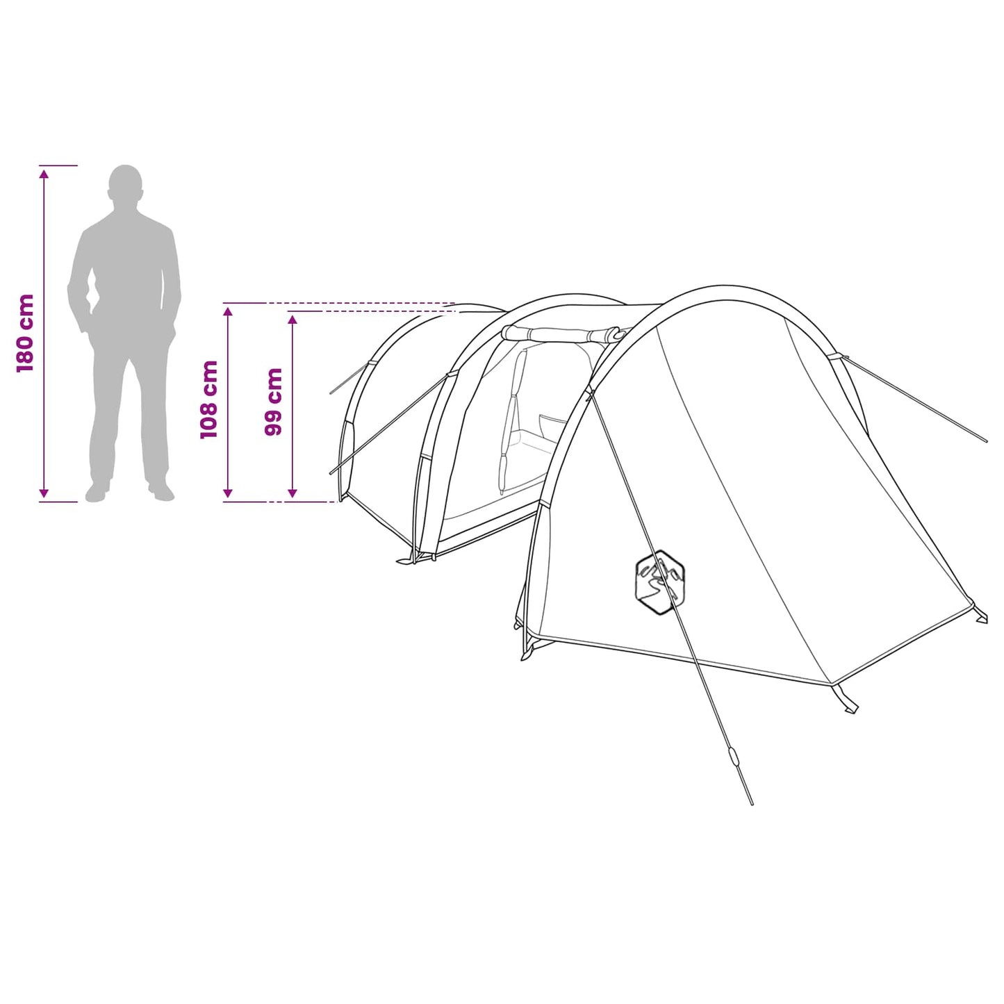vidaXL Tunnel Tent 410 x 175 x 105 cm Olive Green Polyester and Steel