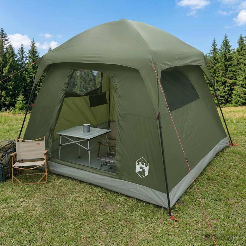 vidaXL Cabin Tent Olive Green 244 x 213 x 183 cm Polyester and Steel