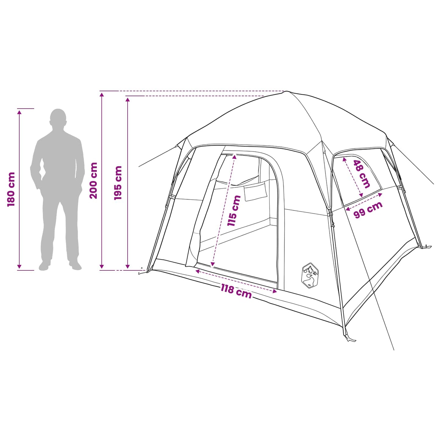 vidaXL Cabin Tent Olive Green 244 x 213 x 183 cm Polyester and Steel