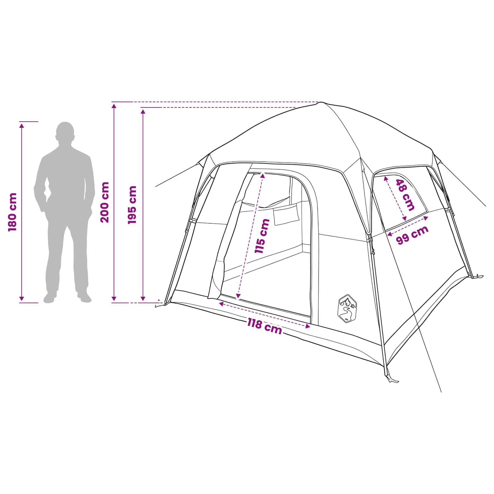 vidaXL Cabin Tent Olive Green 244 x 213 x 183 cm Polyester and Steel