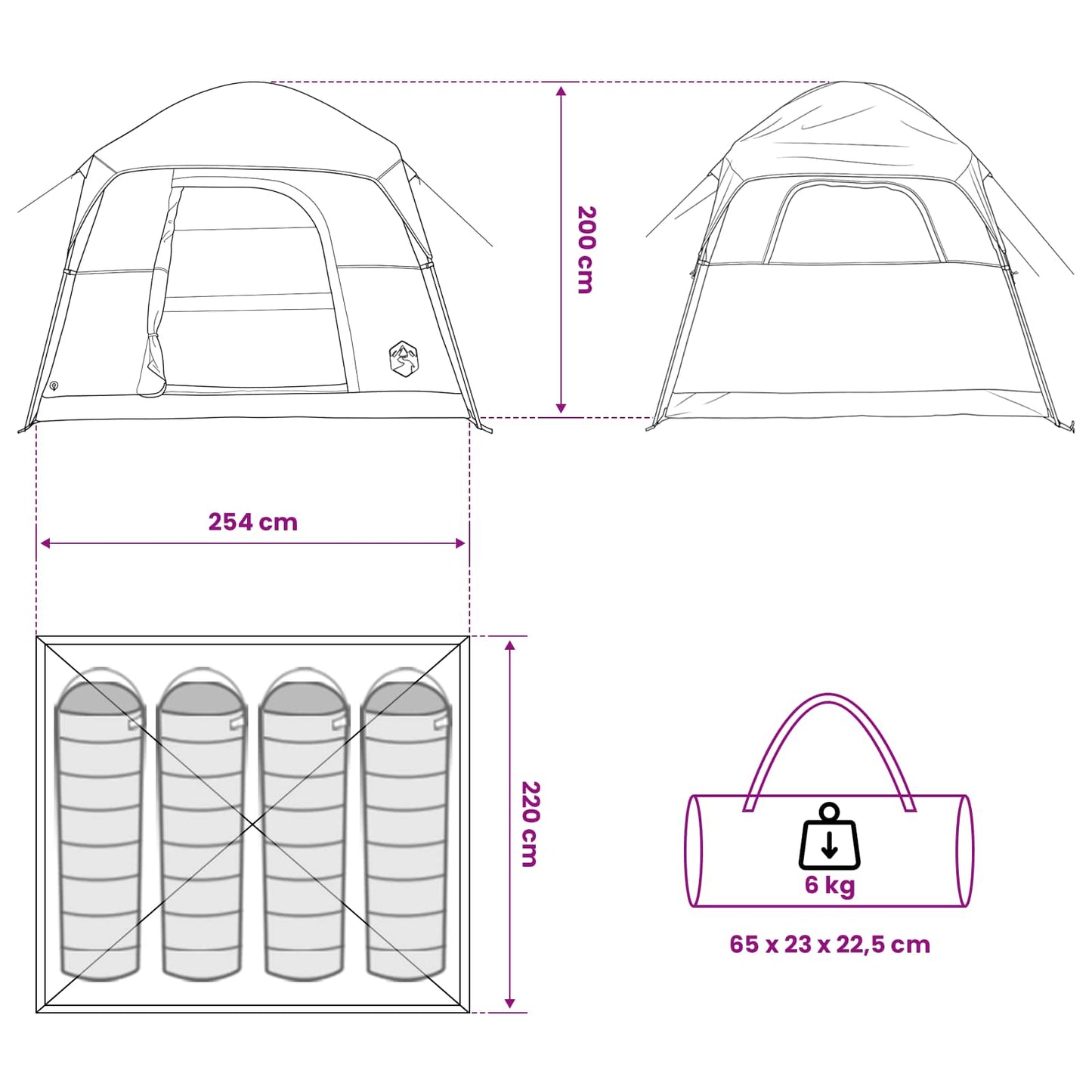 vidaXL Cabin Tent Olive Green 244 x 213 x 183 cm Polyester and Steel