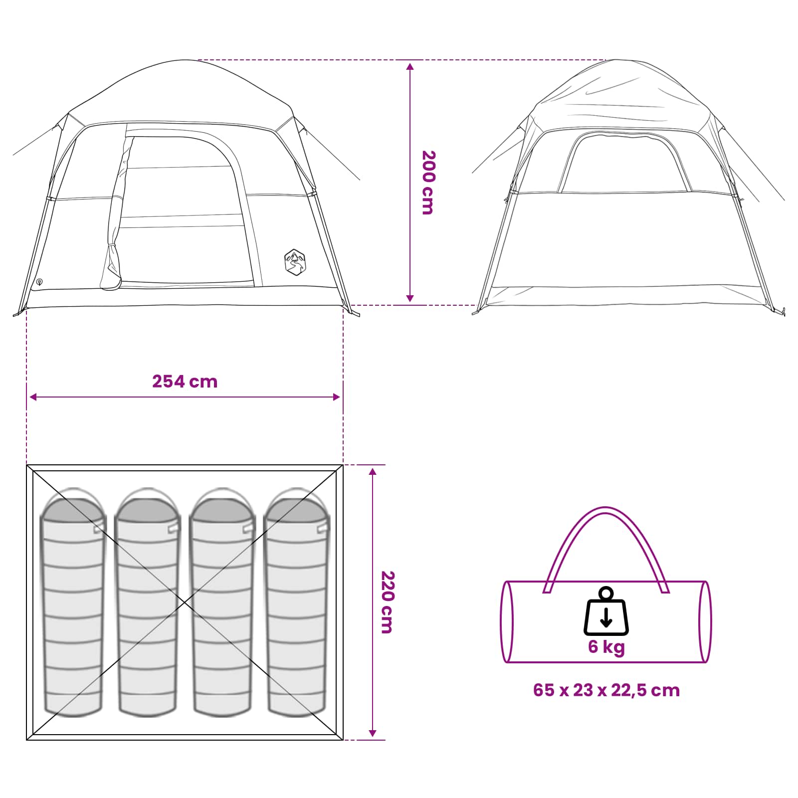 vidaXL Cabin Tent Olive Green 244 x 213 x 183 cm Polyester and Steel