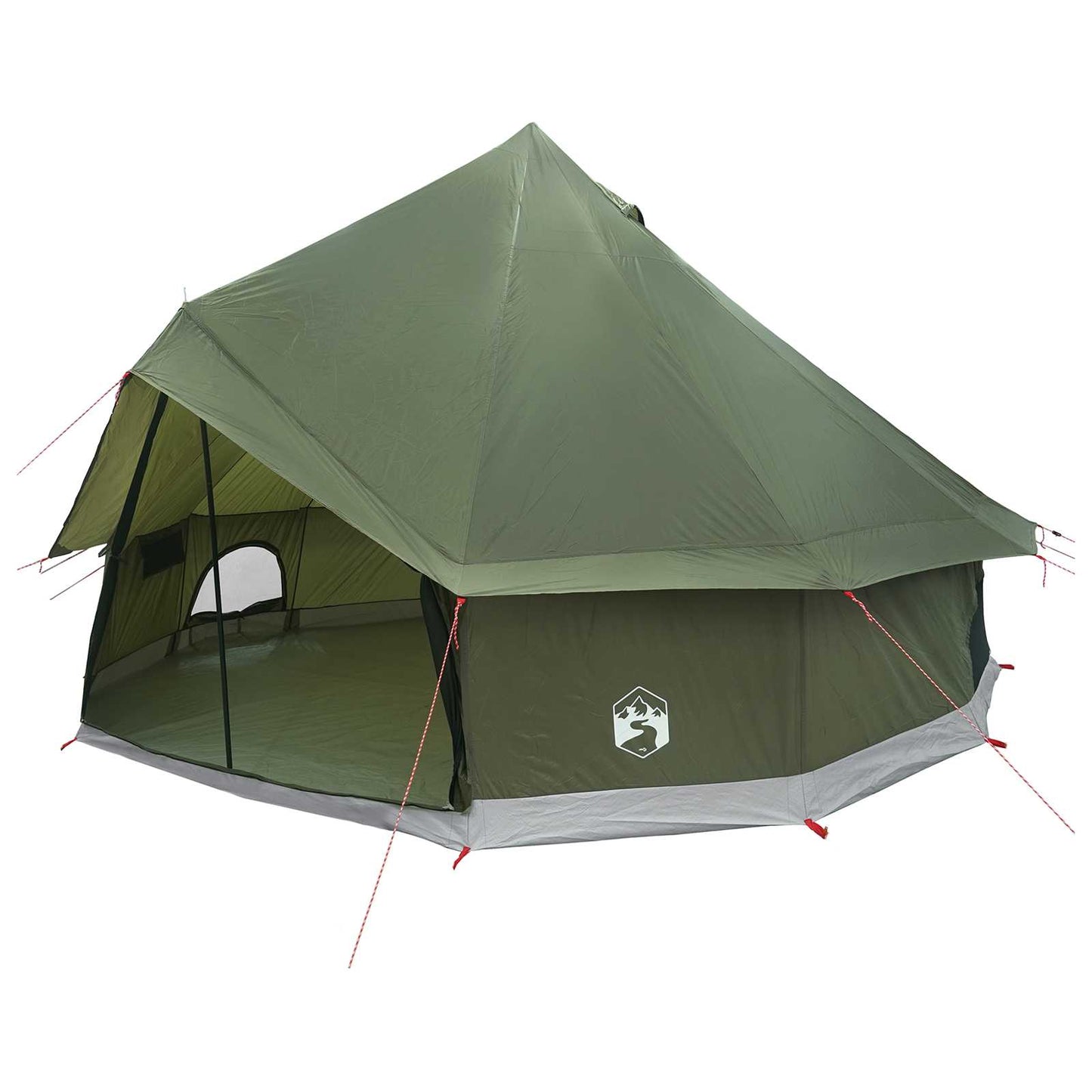 vidaXL Tipi Tent 6-Person Olive Green Polyester and Steel - 300 x 300 x 200 cm