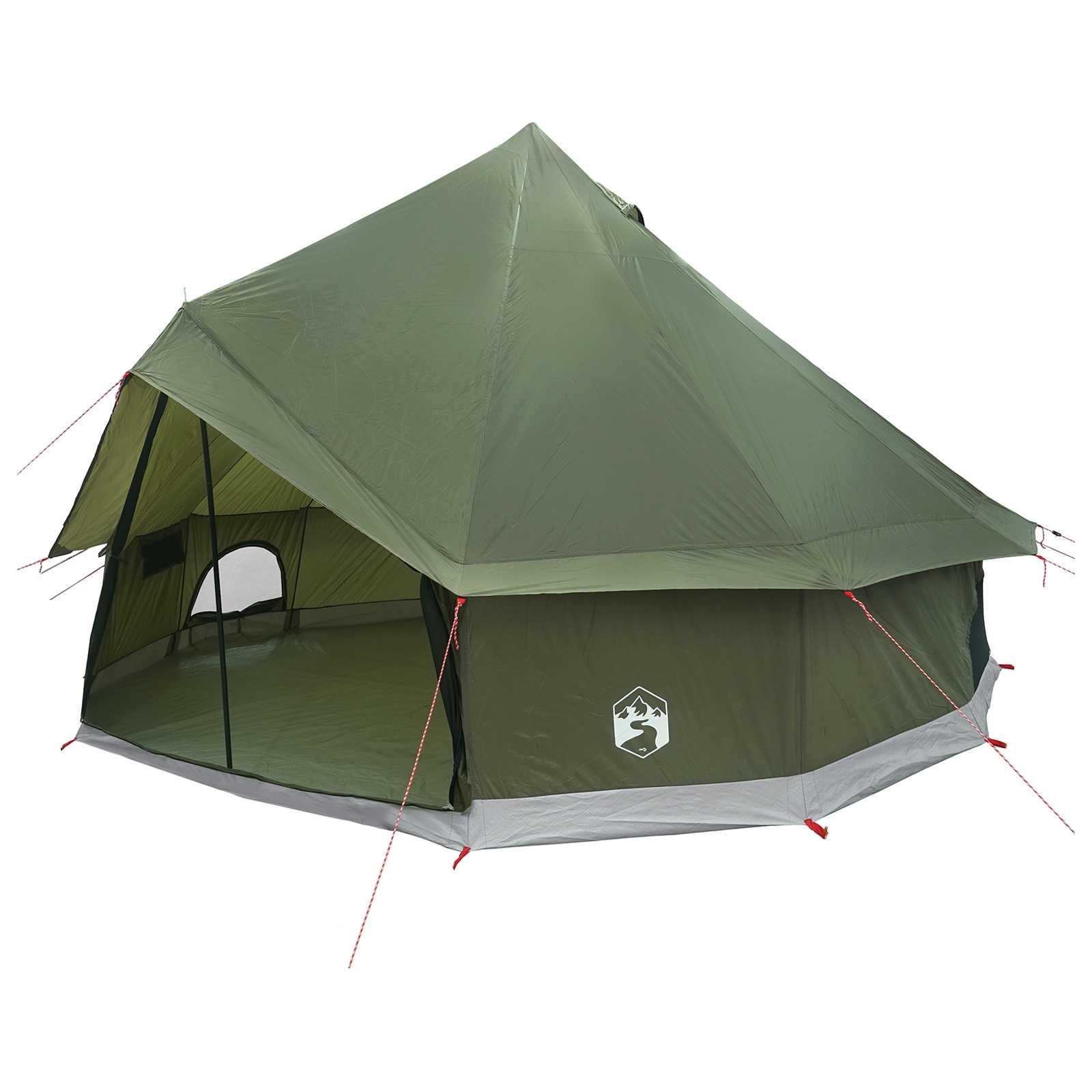 vidaXL Tipi Tent 6-Person Olive Green Polyester and Steel - 300 x 300 x 200 cm