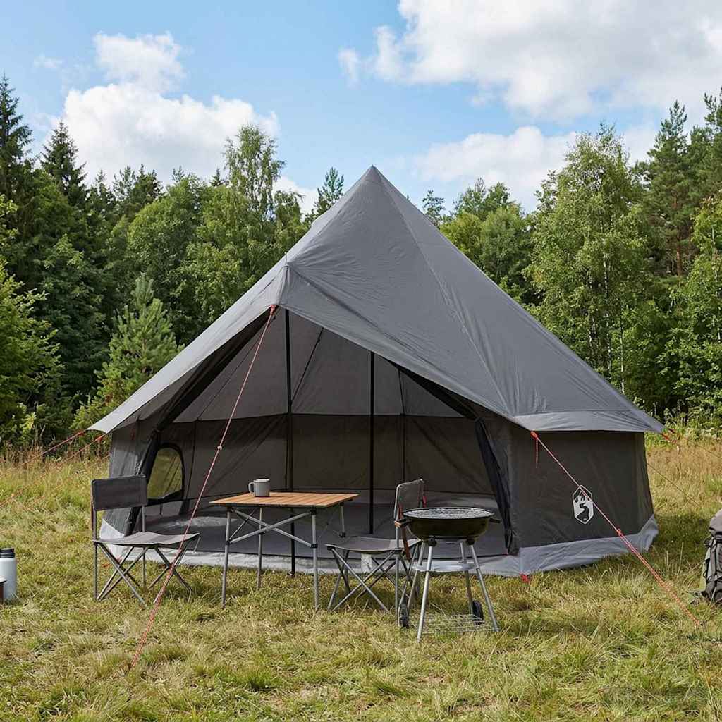 vidaXL Tipi Tent 6-Person Brown Grey Polyester and Steel - 300 x 300 x 200 cm