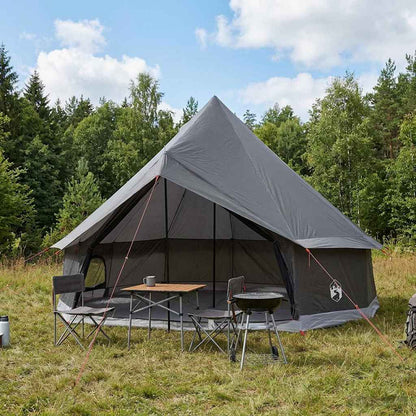 vidaXL Tipi Tent 6-Person Brown Grey Polyester and Steel - 300 x 300 x 200 cm
