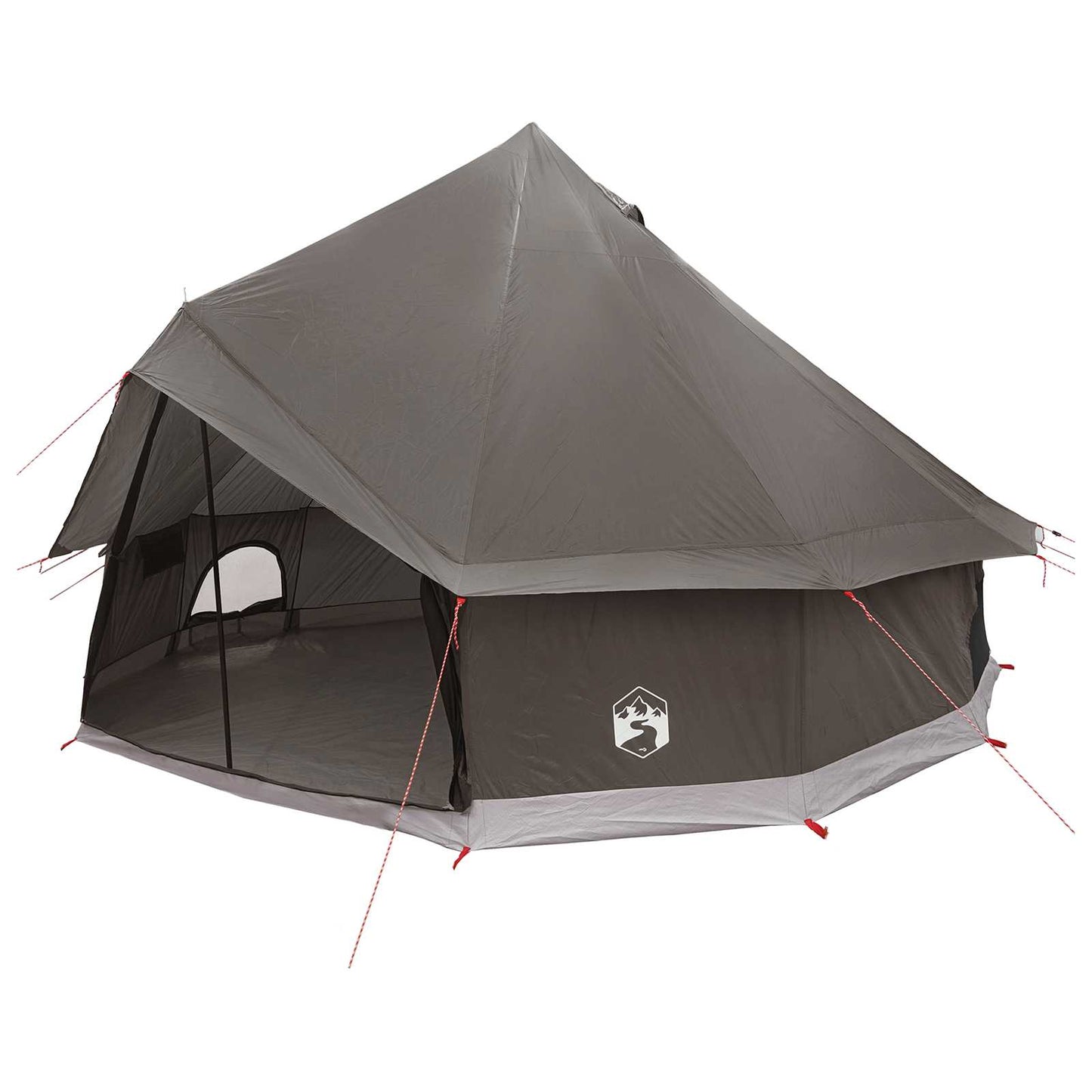 vidaXL Tipi Tent 6-Person Brown Grey Polyester and Steel - 300 x 300 x 200 cm