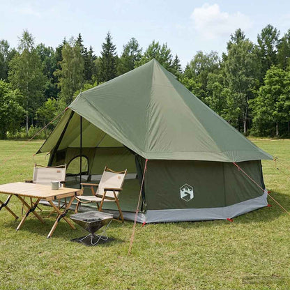 vidaXL Tipi Tent 8-Person Olive Green Polyester and Steel - 400 x 400 x 250 cm