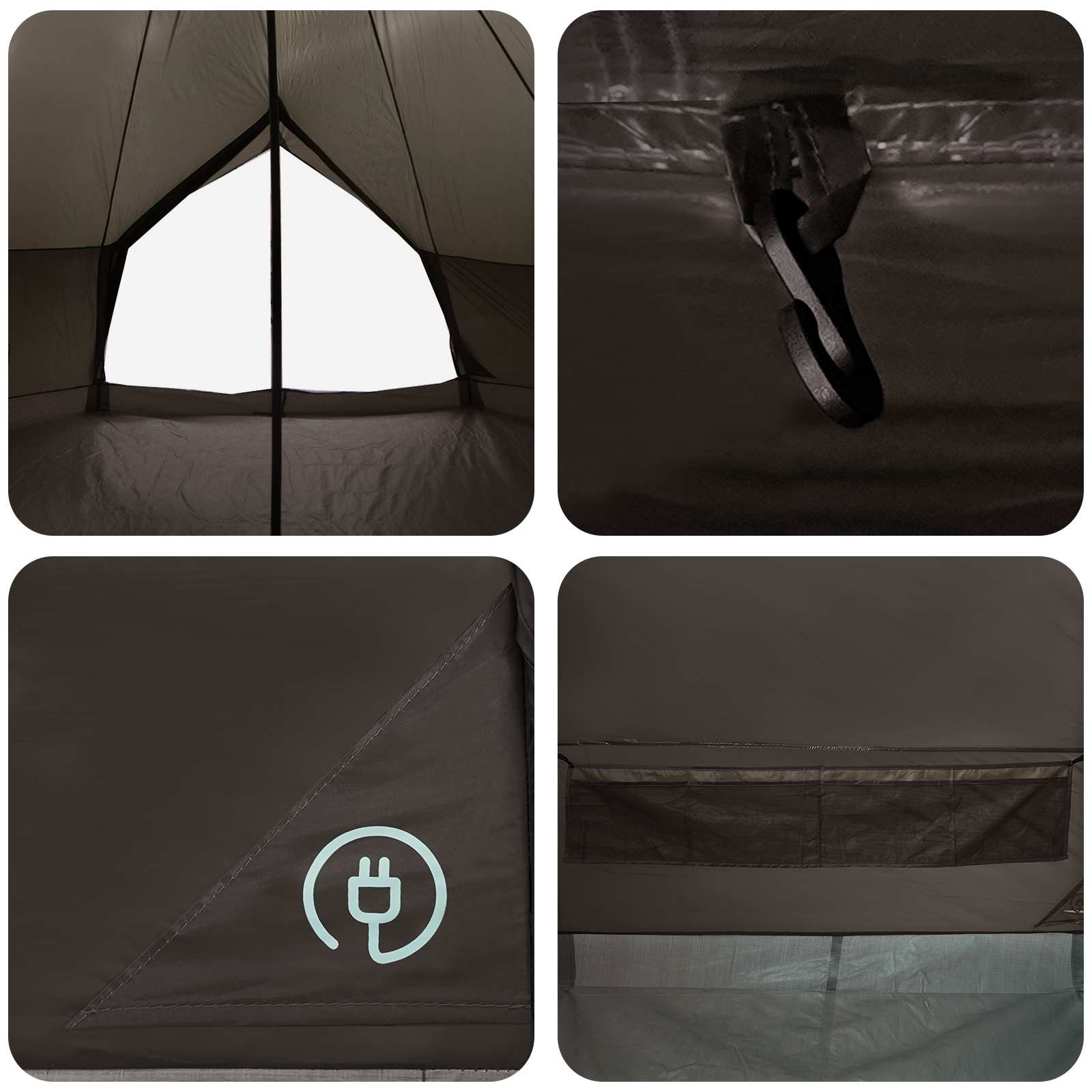 vidaXL Tipi Tent 8-Person Brown Grey Polyester and Steel - 400 x 400 x 250 cm