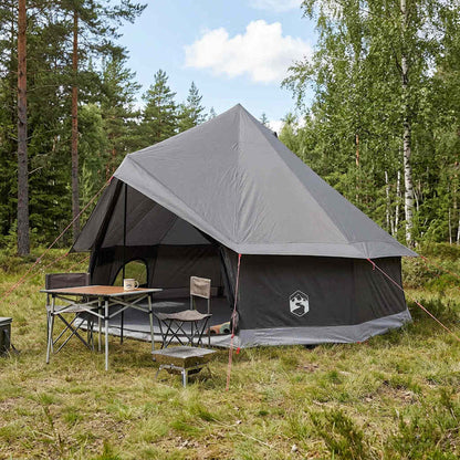 vidaXL Tipi Tent 8-Person Brown Grey Polyester and Steel - 400 x 400 x 250 cm