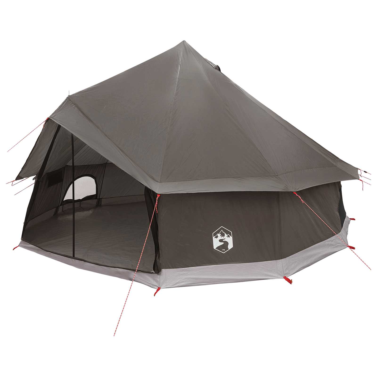 vidaXL Tipi Tent 8-Person Brown Grey Polyester and Steel - 400 x 400 x 250 cm