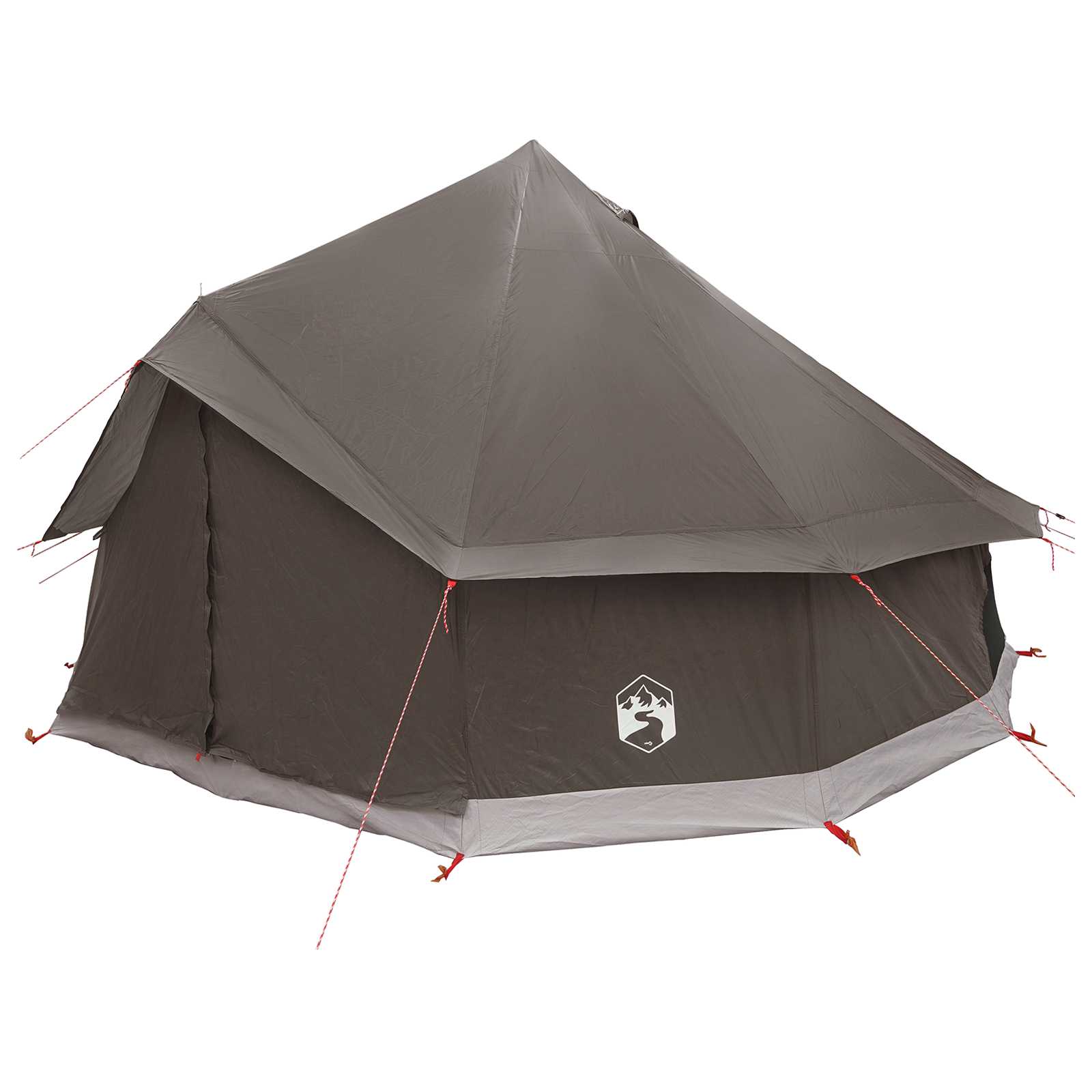 vidaXL Tipi Tent 8-Person Brown Grey Polyester and Steel - 400 x 400 x 250 cm