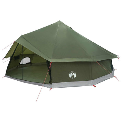 vidaXL Tipi Tent 12-Person Olive Green Polyester and Steel - 600 x 600 x 350 cm